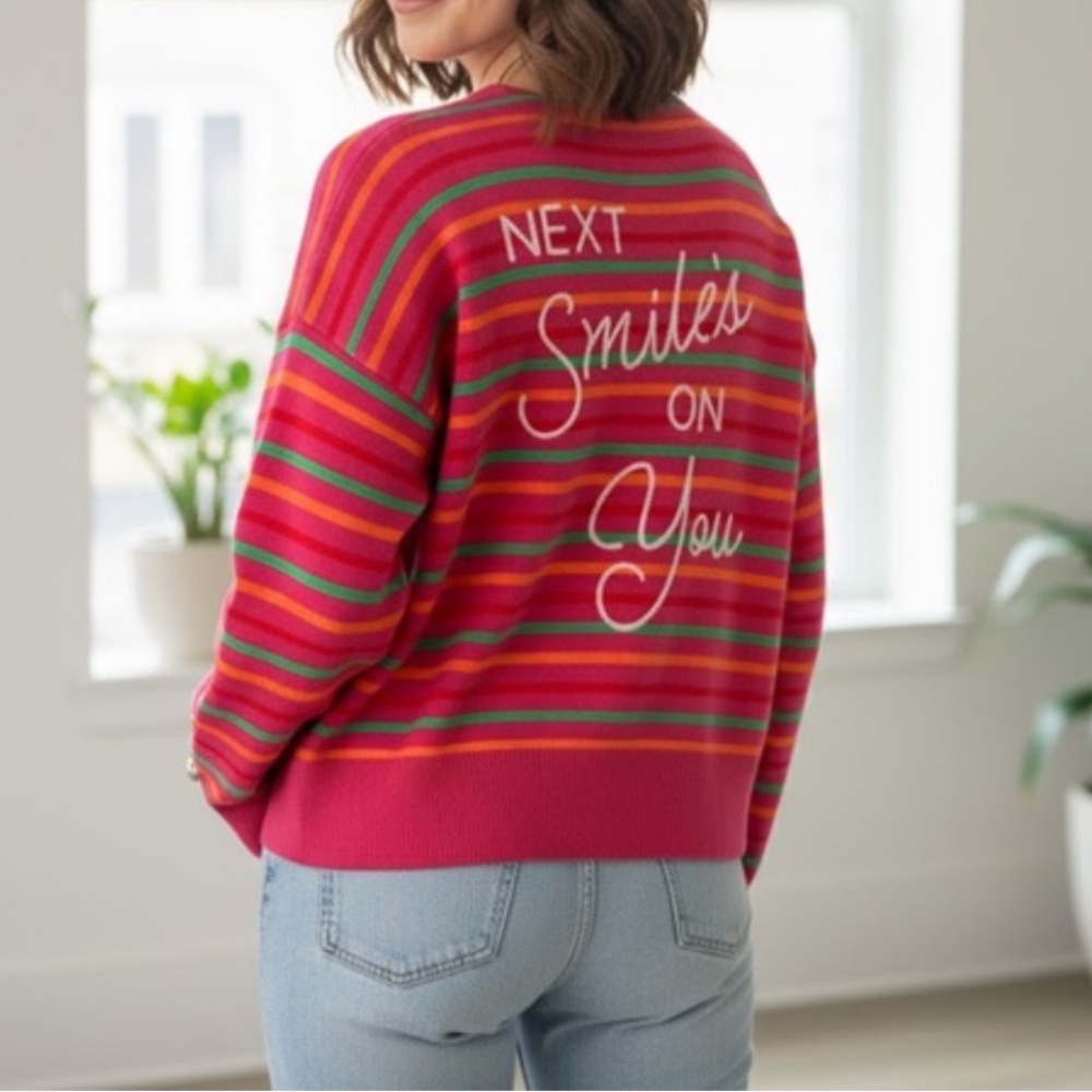 Kerri Rosenthal XOKR “Next Smile's On You” Woman's Embroidered Sweater Medium